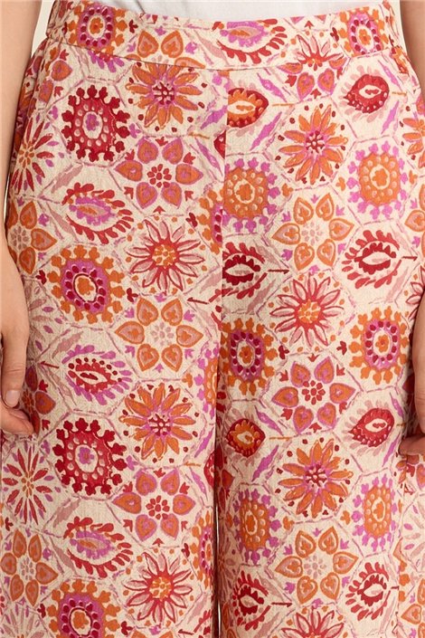Molly Braken Pantalón con estampado naranja y pernera ancha