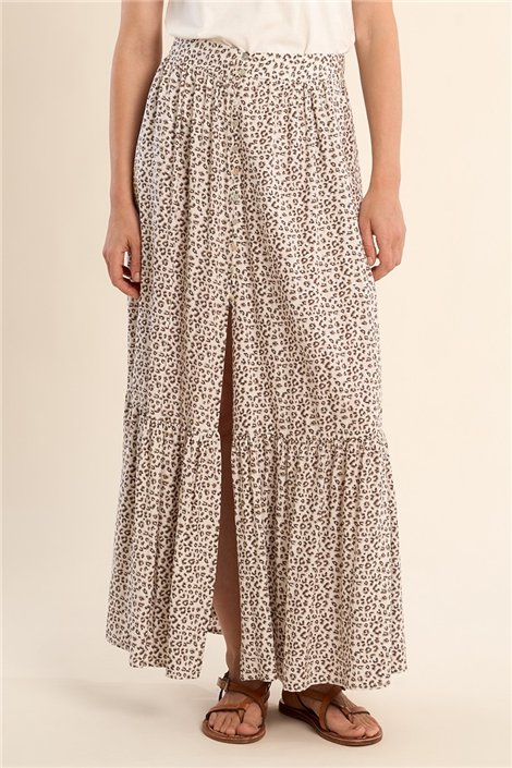 Molly Braken Falda larga animal print avolantada
