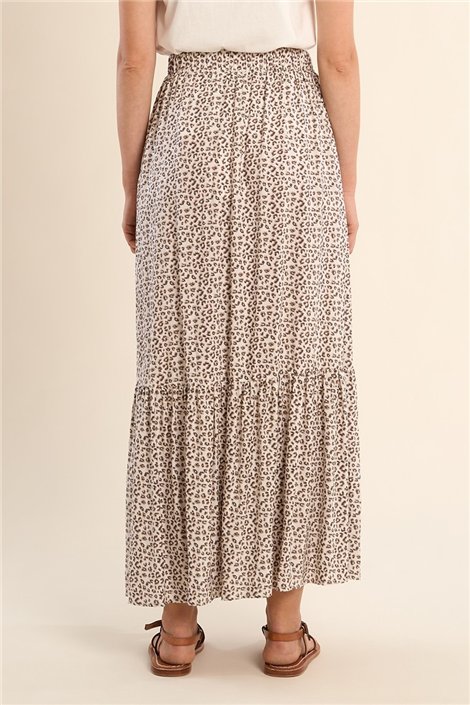 Molly Braken Falda larga animal print avolantada