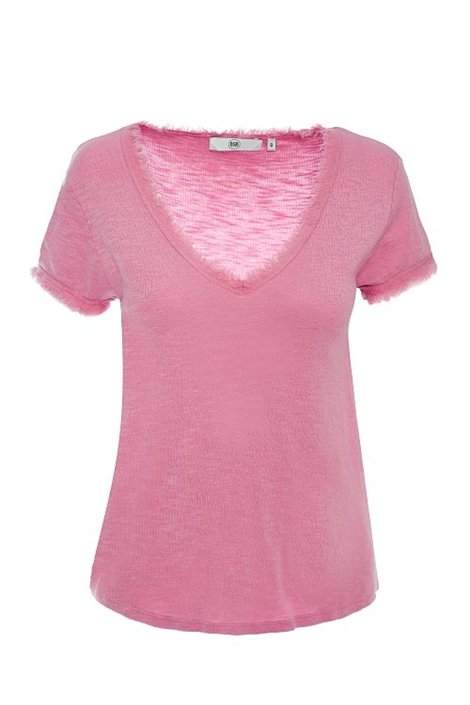BSB Camiseta rosa cuello V desflecada