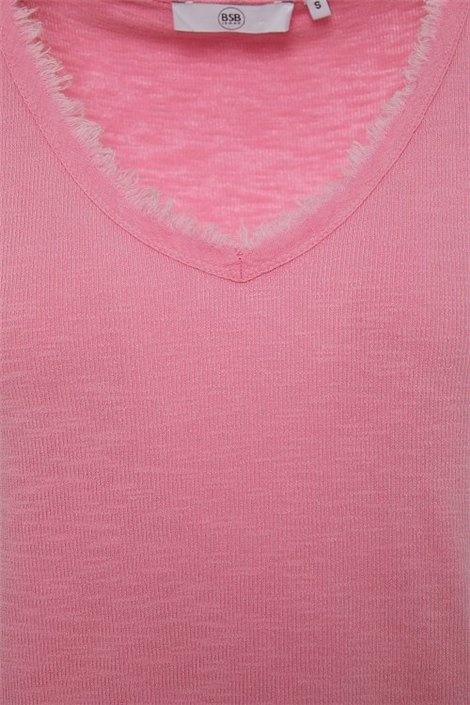 BSB Camiseta rosa cuello V desflecada