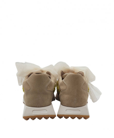 Vosso Moda Sneakers afelpada visón cordón de malla