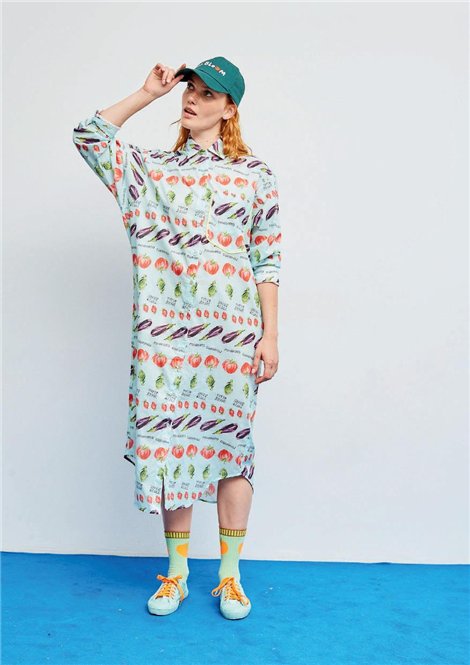 Dr Bloom Vestido camisero estampado frutal