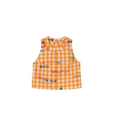 Dr Bloom Blusa de cuadros naranja sin mangas con aberturas