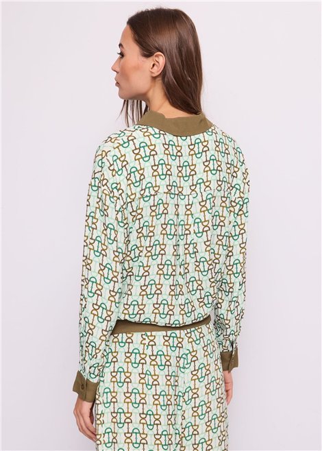 GAUDI Camisa verde estampada con lazada