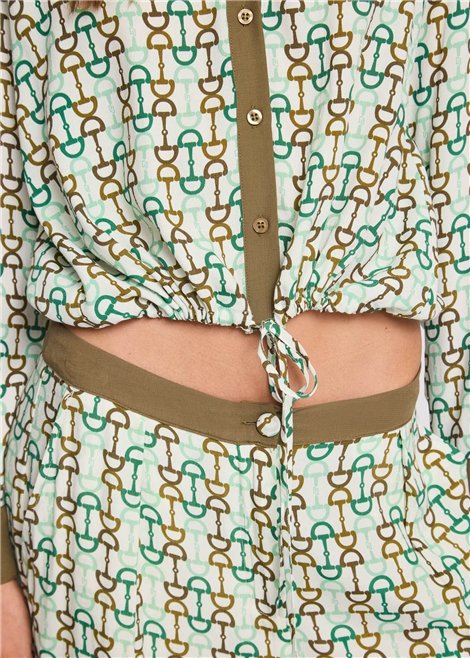 GAUDI Camisa verde estampada con lazada