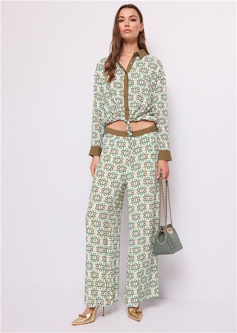 GAUDI Camisa verde estampada con lazada