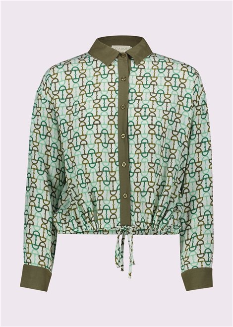 GAUDI Camisa verde estampada con lazada