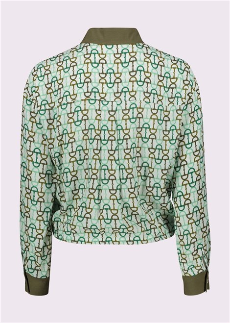 GAUDI Camisa verde estampada con lazada