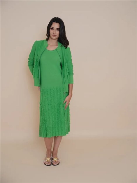 WNT Chaqueta verde manzana detalle flecos