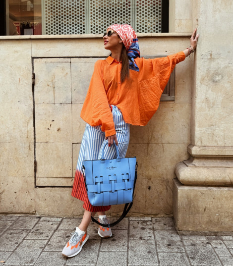 Dixie Camisa naranja de manga murciélago