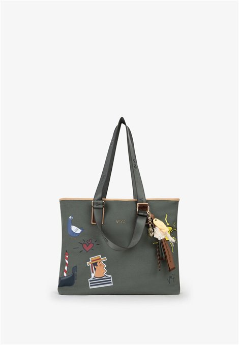 V73 Bolso Shopping doble asa verde militar