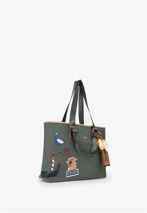 V73 Bolso Shopping doble asa verde militar