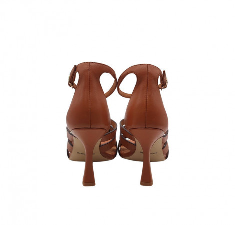 Bruno Premi Sandalias elegantes de tacón con tiras cruzadas marrón