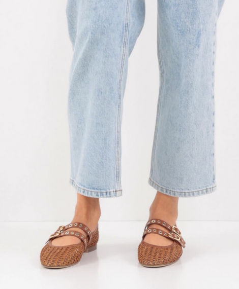 Tamaris Manoletina rafia con hebilla doble