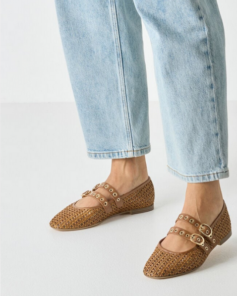 Tamaris Manoletina rafia con hebilla doble