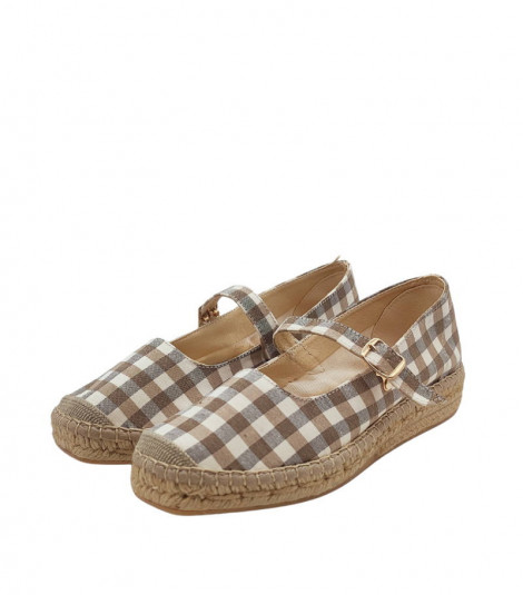 SV Cuña baja con estampado de cuadros arena