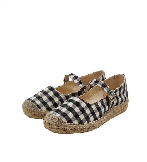 SV Cuña baja con estampado de cuadros negro