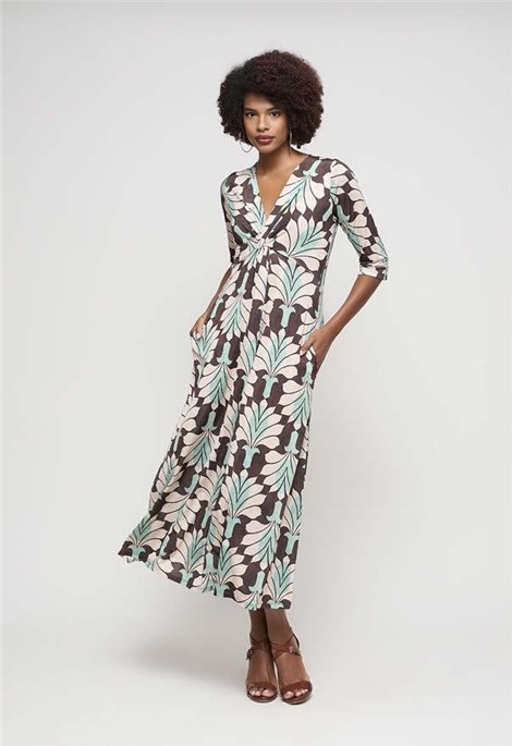 Malena Vestido estampado con escote entrelazado