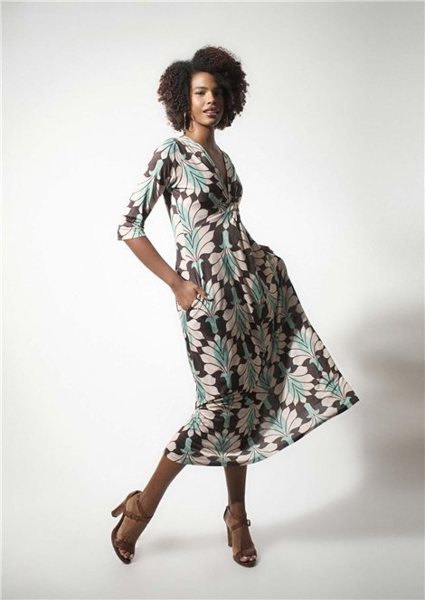 Malena Vestido estampado con escote entrelazado