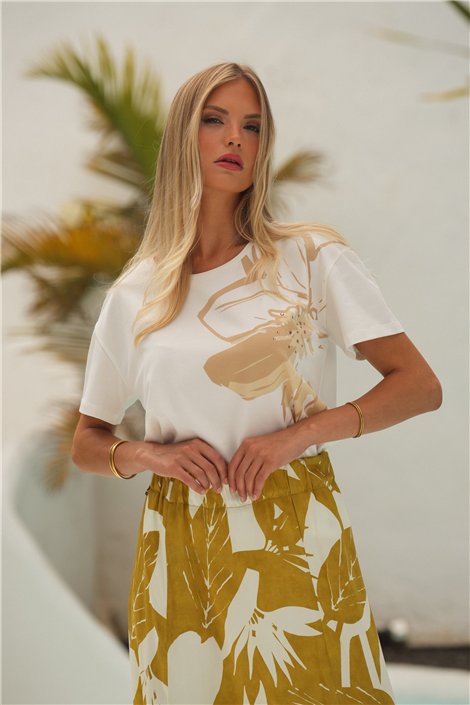 Guimanos Camiseta de manga corta con pedrería dorada