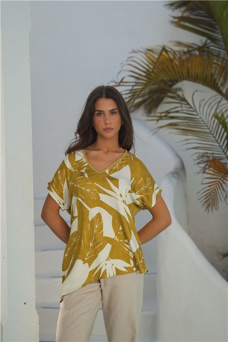 Guimanos Blusa satinada con estampado hoja