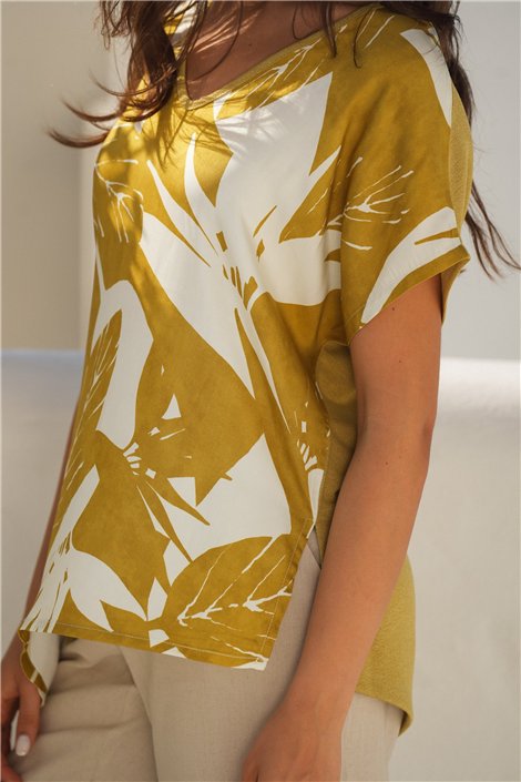 Guimanos Blusa satinada con estampado hoja