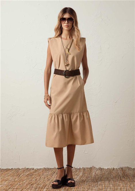 Markup Woman Vetido largo de tejido técnico color ocre