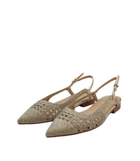 Chiconic Zapato plano destalonado en piel dorada