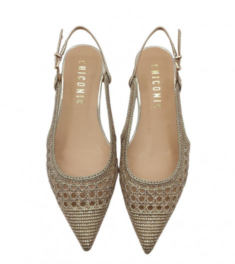 Chiconic Zapato plano destalonado en piel dorada