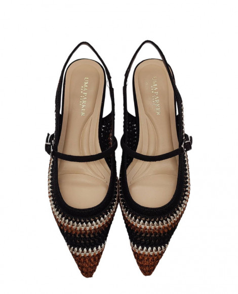 Uma Parker Zapato plano destalonado en tejido estampado