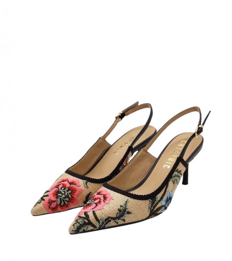 Chiconic Zapato destalonado de rafia con bordados