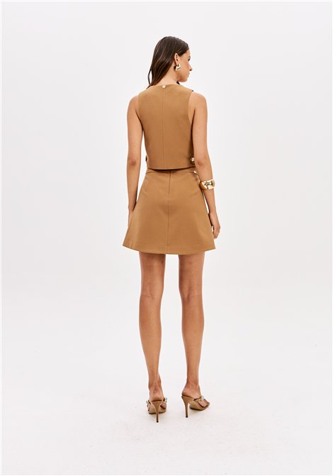 Perfume Falda pantalón marrón con detalle pespunte