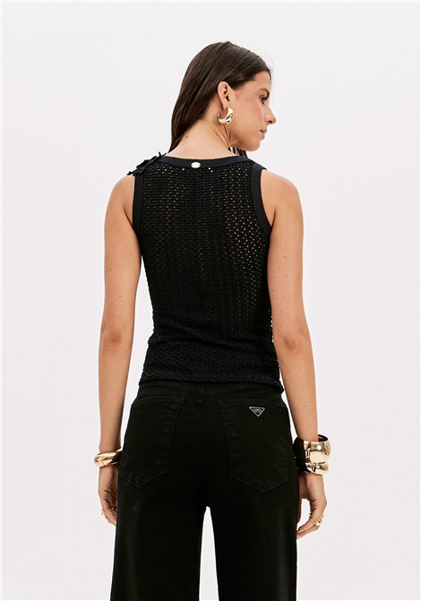 Perfume Blusa de tirantes crochet con bordado flor