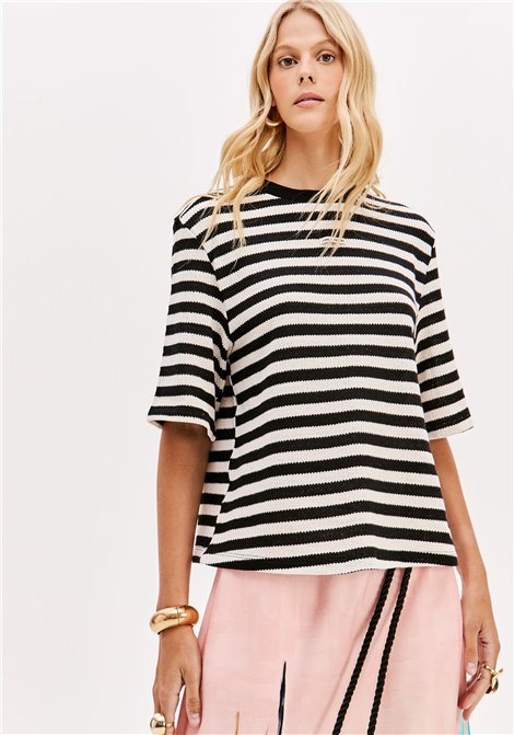 Perfume Blusa de punto de rayas bicolor