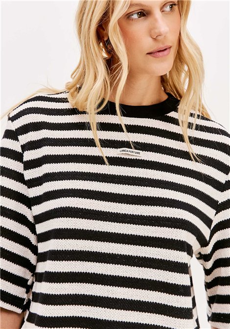 Perfume Blusa de punto de rayas bicolor