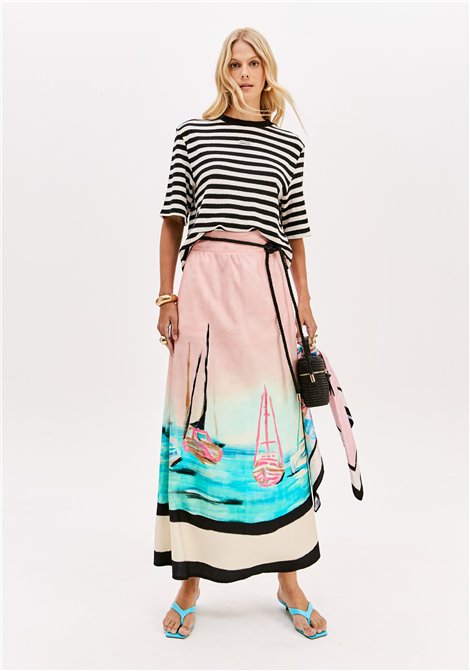 Perfume Blusa de punto de rayas bicolor