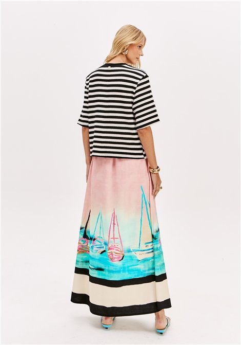 Perfume Blusa de punto de rayas bicolor