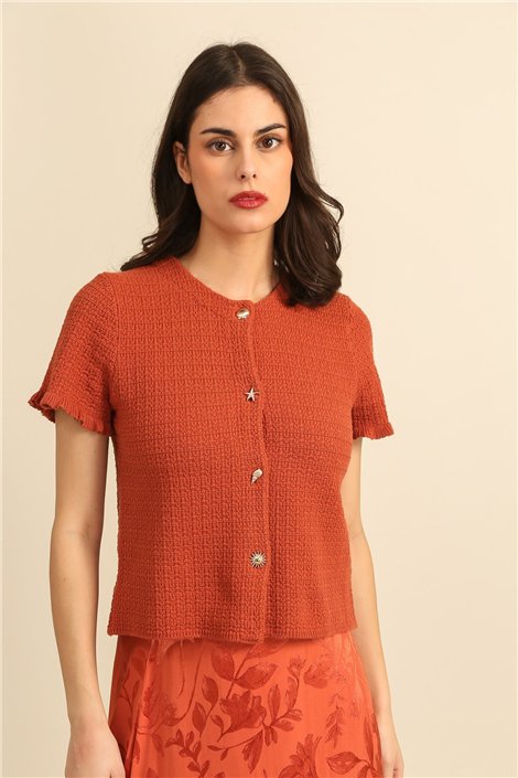 DPH Chaqueta de punto teja y manga corta