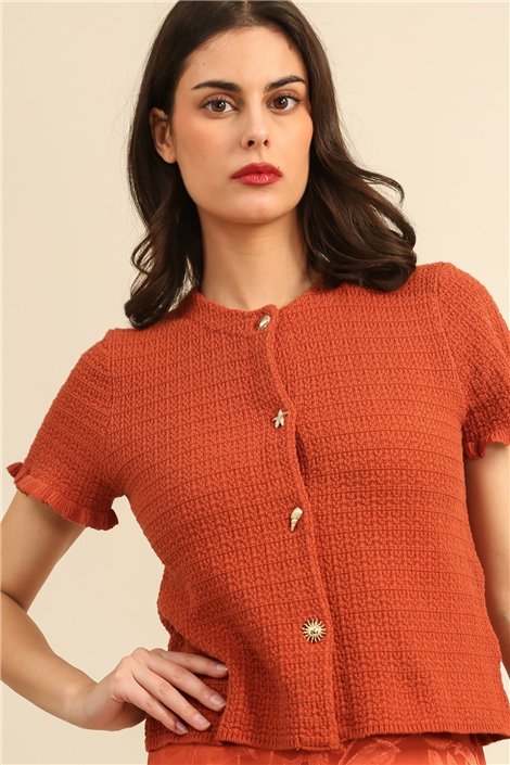 DPH Chaqueta de punto teja y manga corta