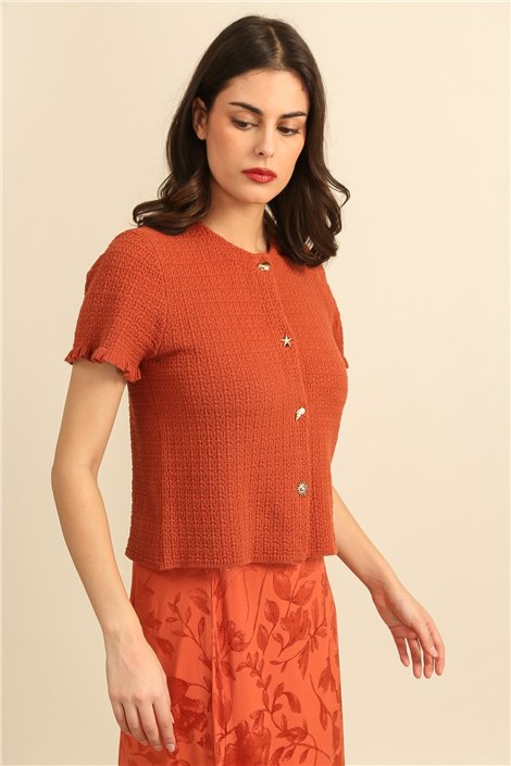 DPH Chaqueta de punto teja y manga corta