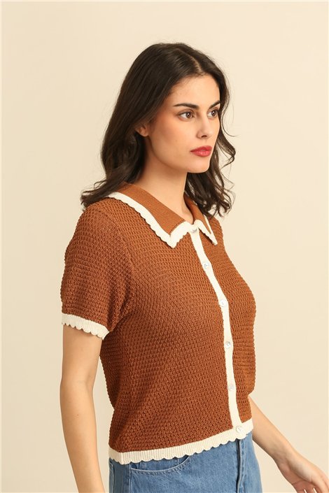 DPH Chaqueta de punto de manga corta bicolor