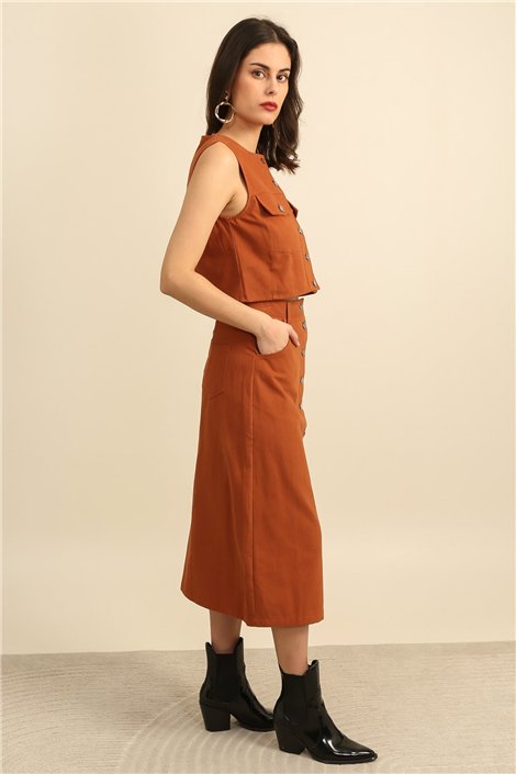 DPH Falda midi con botones plateados