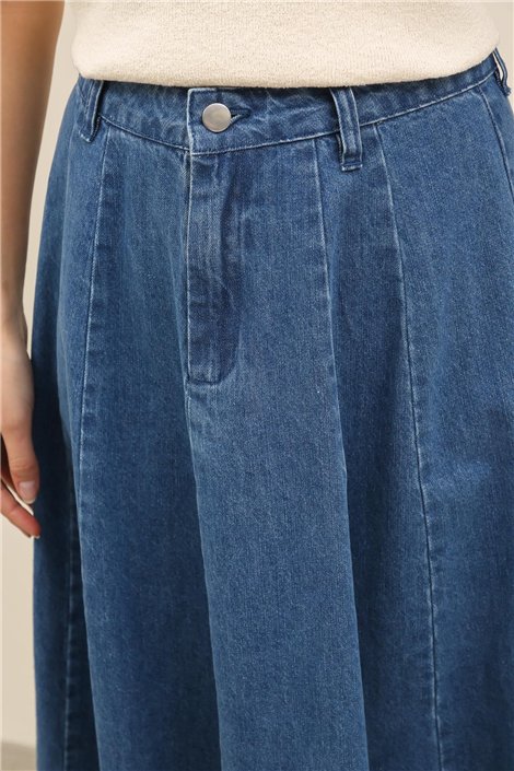 DPH Falda midi evasé en denim azul