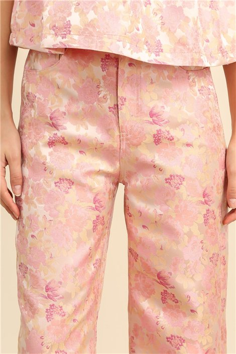 DPH Pantalón de raso estampado rosa