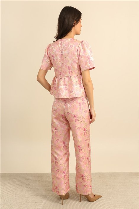 DPH Pantalón de raso estampado rosa