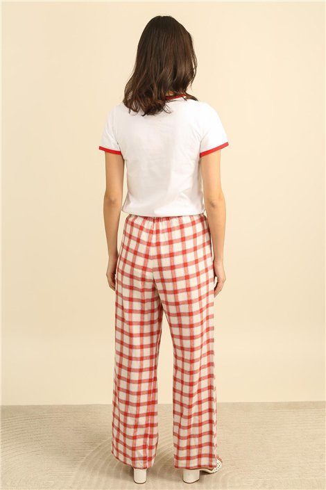 DPH Pantalón palazzo estampado cuadros