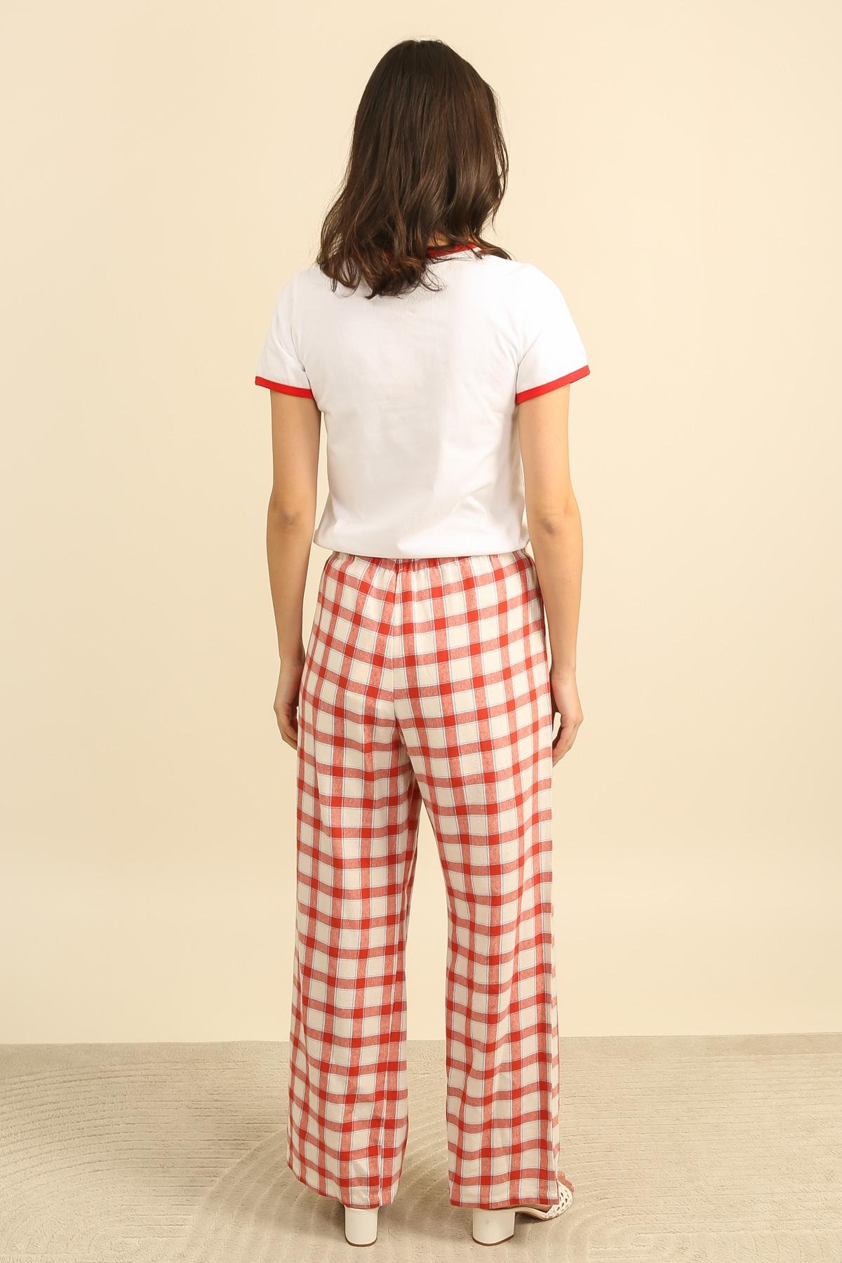 DPH Pantalón palazzo estampado cuadros