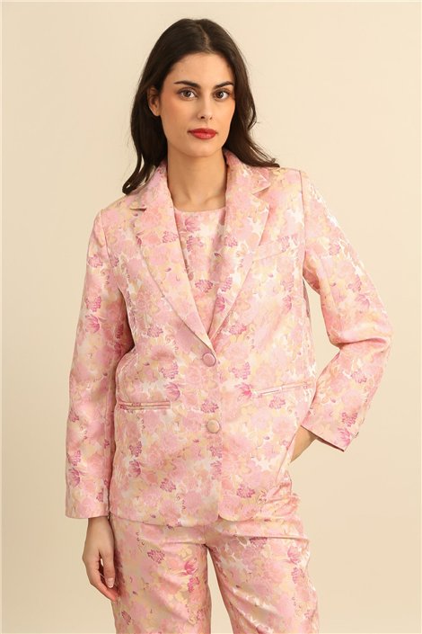 DPH Blazer de raso estampado rosa