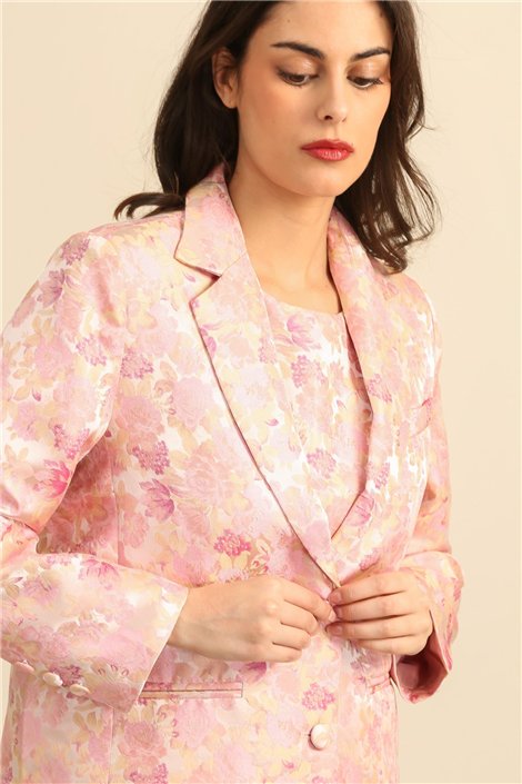 DPH Blazer de raso estampado rosa